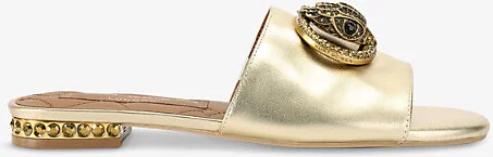 Womens Gold Chelsea Metallic-Leather Flat Sandals Eur 38/5 Uk Women