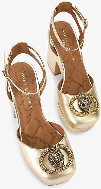 Womens Gold Chelsea Metallic-Leather Platform Heels Eur 40 / 7 Uk Women - Image 2