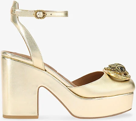 Womens Gold Chelsea Metallic-Leather Platform Heels Eur 40 / 7 Uk Women