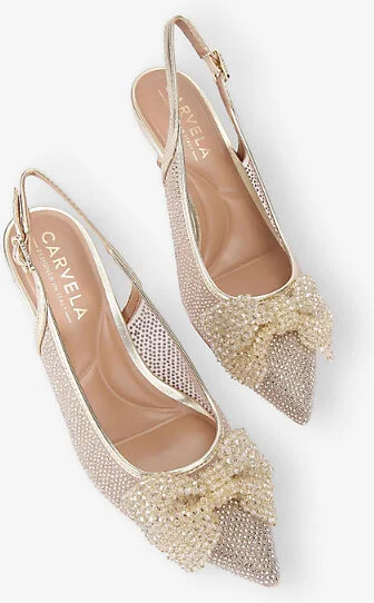 Womens Gold Chiara Bow Woven Slingback Courts Eur 41 / 8 Uk Women - Image 2
