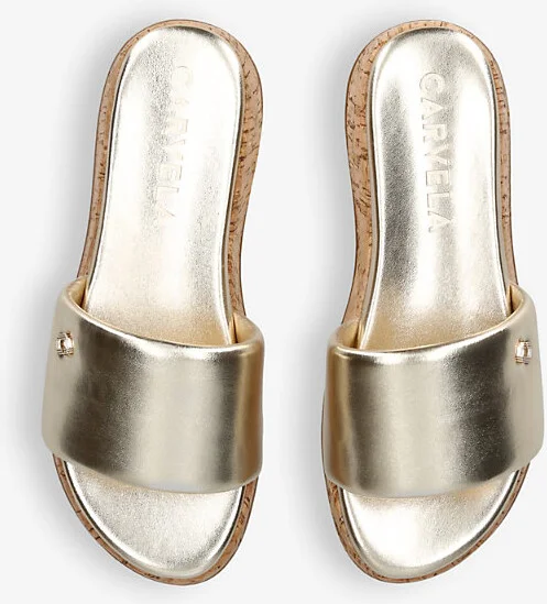 Womens Gold Cloud Metallic Faux-Leather Mules Eur 38/5 Uk Women - Image 2