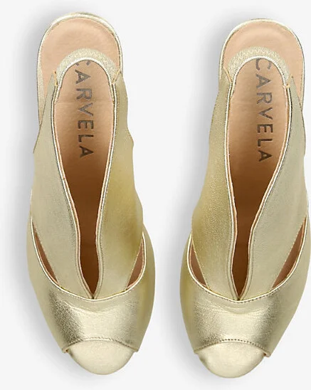 Womens Gold Comb Arabella Slingback Metallic-Leather Heels Eur 37 / 4 Uk Women - Image 2