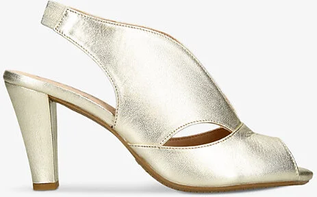 Womens Gold Comb Arabella Slingback Metallic-Leather Heels Eur 37 / 4 Uk Women