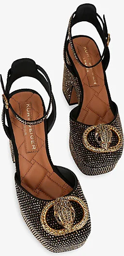 Womens Gold Comb Chelsea Faux-Suede Platform Heels Eur 35 / 2 Uk Women - Image 2