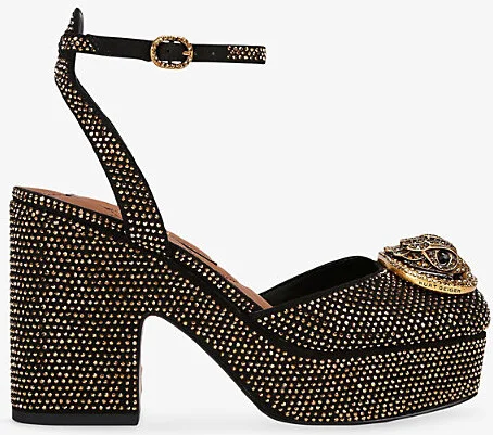 Womens Gold Comb Chelsea Faux-Suede Platform Heels Eur 35 / 2 Uk Women