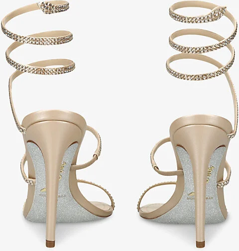 Womens Gold Comb Cleo II 105 Crystal-Embellished Leather Heeled Sandals Eur 41 / 8 Uk Women - Image 2