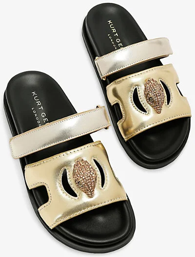 Womens Gold Comb Eagle Cut-Out Metallic-Leather Sandals Eur 42/ 9 Uk Women - Image 2