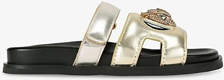 Womens Gold Comb Eagle Cut-Out Metallic-Leather Sandals Eur 42/ 9 Uk Women