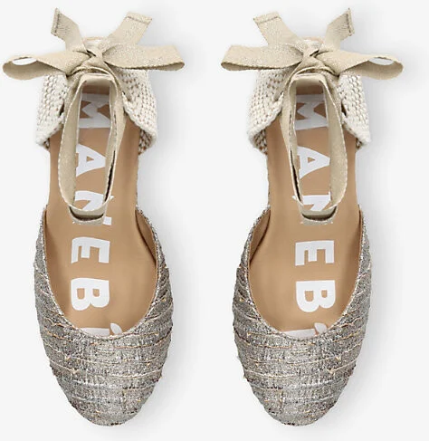 Womens Gold Comb Hamptons Ankle-Tie Raffia Espadrille Wedges Eur 39 / 6 Uk Women - Image 2