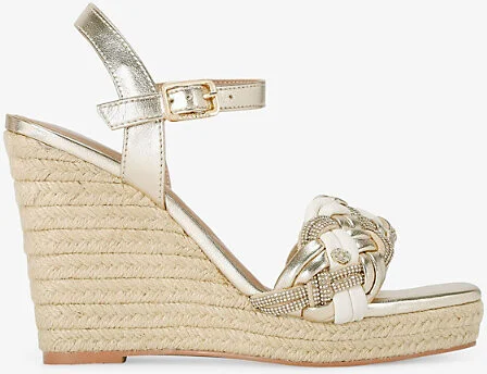 Womens Gold Comb Maiella Faux-Leather Heeled Wedges Eur 36 / 3 Uk Women