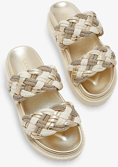 Womens Gold Comb Maiella Flatform Metallic-Weave Sandals Eur 36 / 3 Uk Women - Image 2