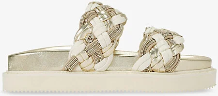 Womens Gold Comb Maiella Flatform Metallic-Weave Sandals Eur 36 / 3 Uk Women