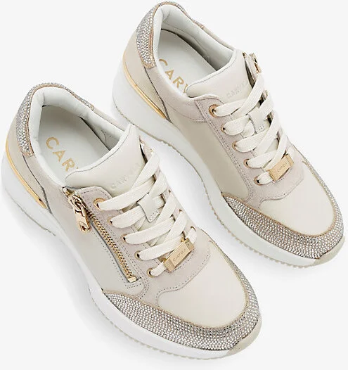 Womens Gold Comb Skyline Crystal-Embellished Wedge Leather Low-Top Trainers Eur 38/5 Uk Women - Image 2