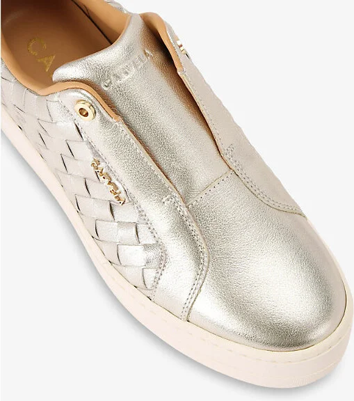 Womens Gold Connected Laceless Leather Low-Top Trainers Eur 40 / 7 Uk Women - Image 2