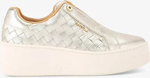 Womens Gold Connected Laceless Leather Low-Top Trainers Eur 40 / 7 Uk Women