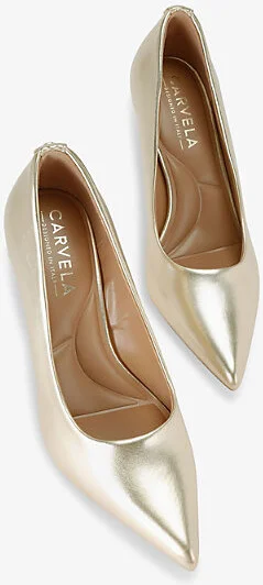 Womens Gold Corletta Pointed-Toe Metallic Faux-Leather Heeled Courts Eur 38/5 Uk Women - Image 2