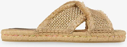 Womens Gold/Dark Cappuccino Aciel Flat Woven Raffia Sandals Eur 35.5/2.5 Uk Women