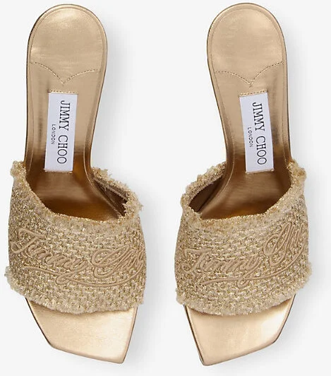 Womens Gold/Dark Cappuccino Alexia 70 Raffia Woven Heeled Mules Eur 40.5 / 7.5 Uk Women - Image 2