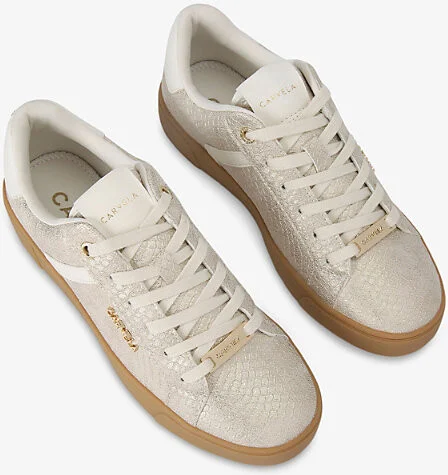 Womens Gold Daze Gum-Sole Faux-Leather Low-Top Trainers Eur 42/ 9 Uk Women - Image 2