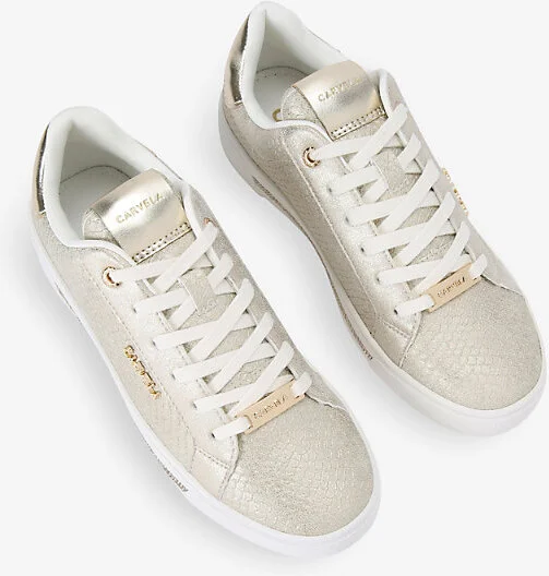 Womens Gold Diamond Branded Faux-Leather Trainers Eur 42/ 9 Uk Women - Image 2