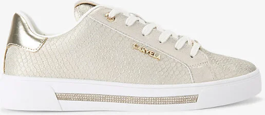 Womens Gold Diamond Branded Faux-Leather Trainers Eur 42/ 9 Uk Women
