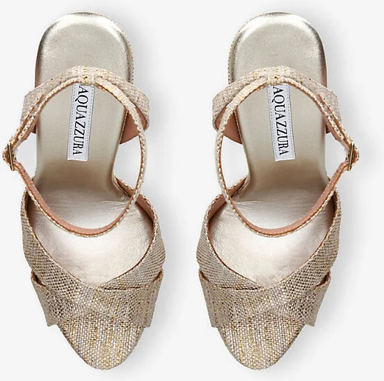 Womens Gold Divine Plateau 130 Metallic-Woven Platform Heeled Sandals Eur 36 / 3 Uk Women - Image 2