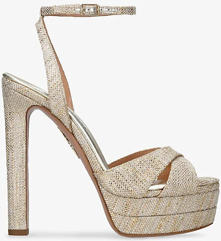 Womens Gold Divine Plateau 130 Metallic-Woven Platform Heeled Sandals Eur 36 / 3 Uk Women