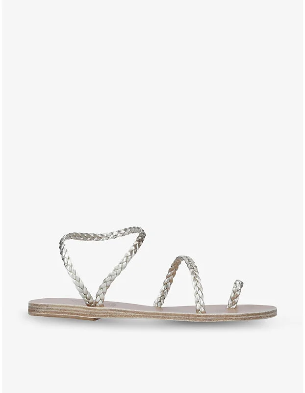 Womens Gold Eleftheria Braided Leather Sandals Eur 37 / 4 Uk Women