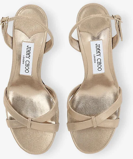 Womens Gold Elsy 70 Metallic-Suede Heeled Sandals Eur 39 / 6 Uk Women - Image 2