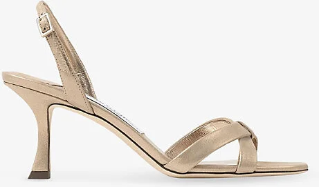 Womens Gold Elsy 70 Metallic-Suede Heeled Sandals Eur 39 / 6 Uk Women