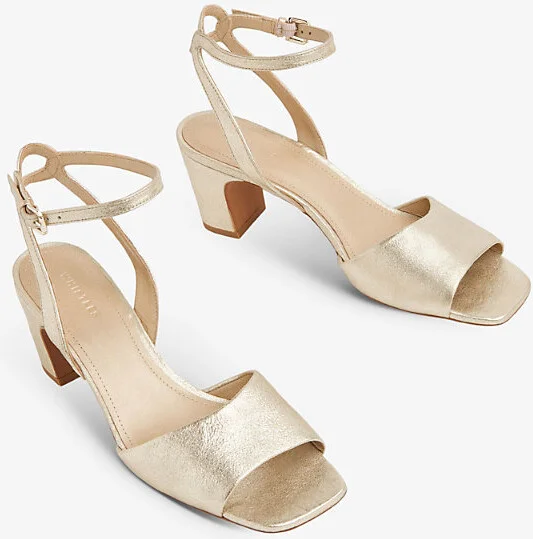 Womens Gold Emerson Heeled Metallic Leather Sandals Eur 38/5 Uk Women - Image 2