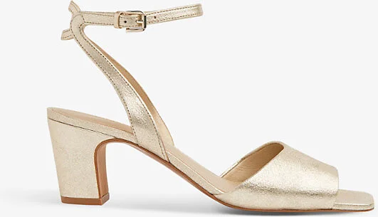 Womens Gold Emerson Heeled Metallic Leather Sandals Eur 38/5 Uk Women