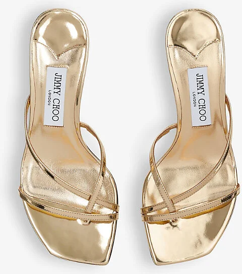 Womens Gold Etana 50 Leather Heeled Mules Eur 34 / 1 Uk Women - Image 2
