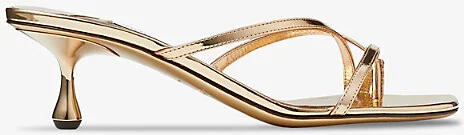 Womens Gold Etana 50 Leather Heeled Mules Eur 34 / 1 Uk Women