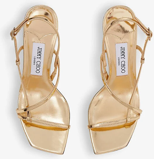 Womens Gold Etana 80 Leather Heeled Sandals Eur 38/5 Uk Women - Image 2