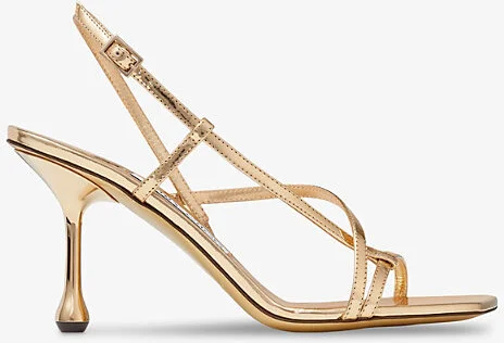 Womens Gold Etana 80 Leather Heeled Sandals Eur 38/5 Uk Women