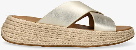 Womens Gold F-Mode Leather Flatform Sliders Eur 38/5 Uk Women