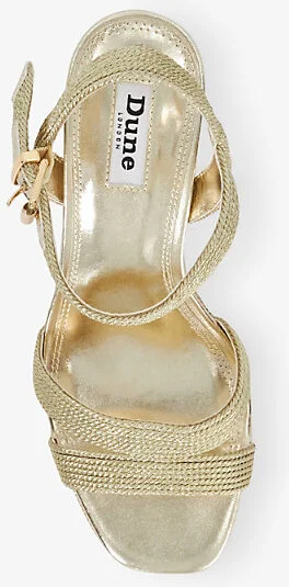 Womens Gold Fabric Manifesting Cross-Strap Woven Heeled Sandals Eur 40 / 7 Uk Women - Image 2