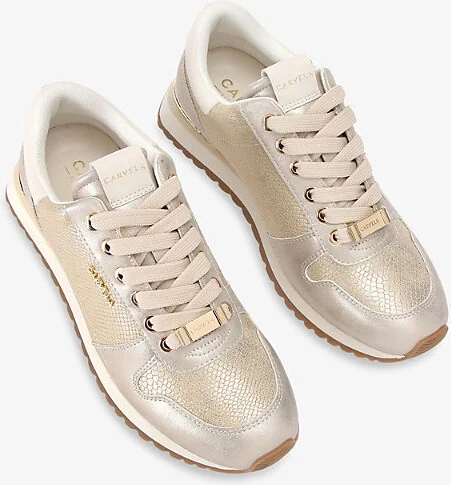 Womens Gold Florencia Metallic Faux-Leather Low-Top Trainers Eur 42/ 9 Uk Women - Image 2