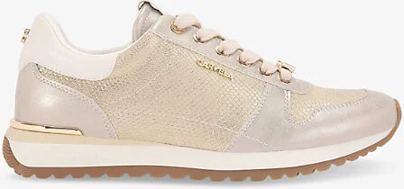 Womens Gold Florencia Metallic Faux-Leather Low-Top Trainers Eur 42/ 9 Uk Women