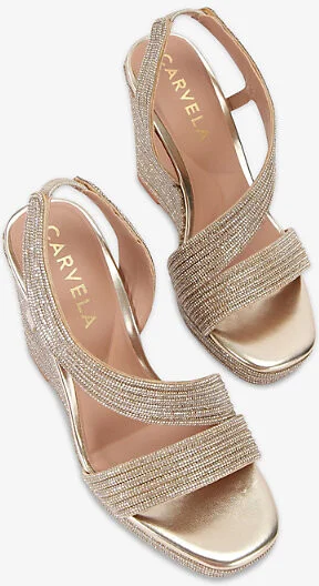 Womens Gold Gala 110 Jewel-Embellished Rope-Effect Wedge-Heeled Woven Sandals Eur 42/ 9 Uk Women - Image 2