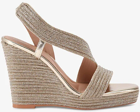 Womens Gold Gala 110 Jewel-Embellished Rope-Effect Wedge-Heeled Woven Sandals Eur 42/ 9 Uk Women