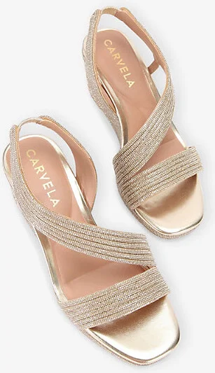 Womens Gold Gala 70 Jewel-Embellished Rope-Effect Wedge-Heeled Woven Sandals Eur 39 / 6 Uk Women - Image 2