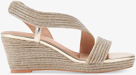 Womens Gold Gala 70 Jewel-Embellished Rope-Effect Wedge-Heeled Woven Sandals Eur 39 / 6 Uk Women