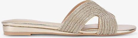 Womens Gold Gala Backless Crystal-Embellished Mules Eur 41 / 8 Uk Women