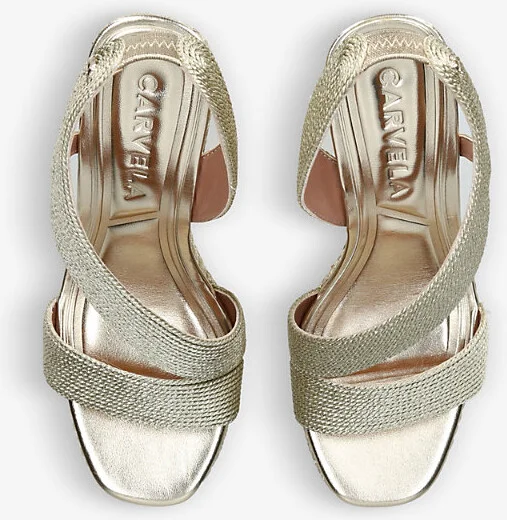 Womens Gold Gala C-Stud Micro-Rope Woven Wedges Eur 40 / 7 Uk Women - Image 2