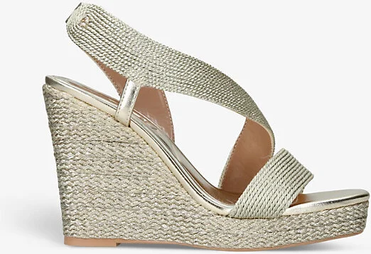 Womens Gold Gala C-Stud Micro-Rope Woven Wedges Eur 40 / 7 Uk Women
