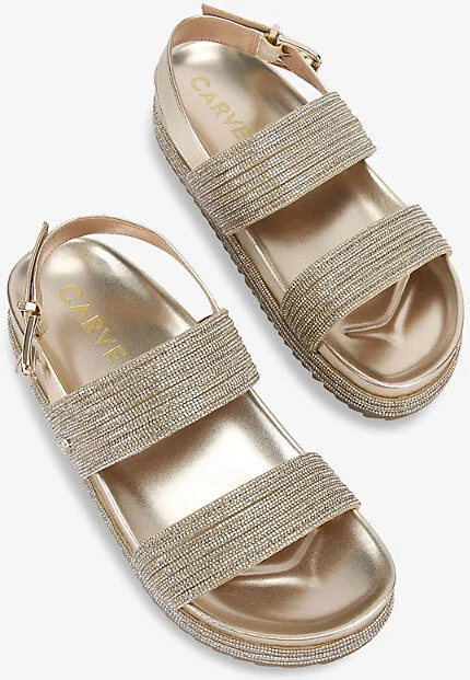 Womens Gold Gala Crystal-Embellished Woven Sandals Eur 37 / 4 Uk Women - Image 2