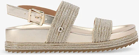 Womens Gold Gala Crystal-Embellished Woven Sandals Eur 37 / 4 Uk Women