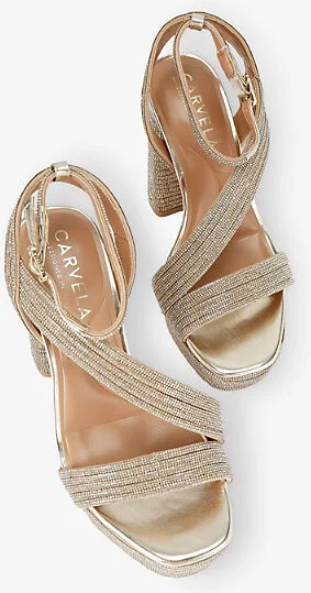 Womens Gold Gala Jewel-Embellished Woven Platform Sandal Eur 38/5 Uk Women - Image 2